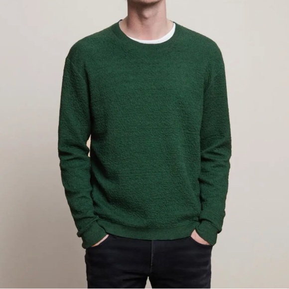 John Varvatos Collection Green Linen Crew Neck Sweater - Picture 14 of 14